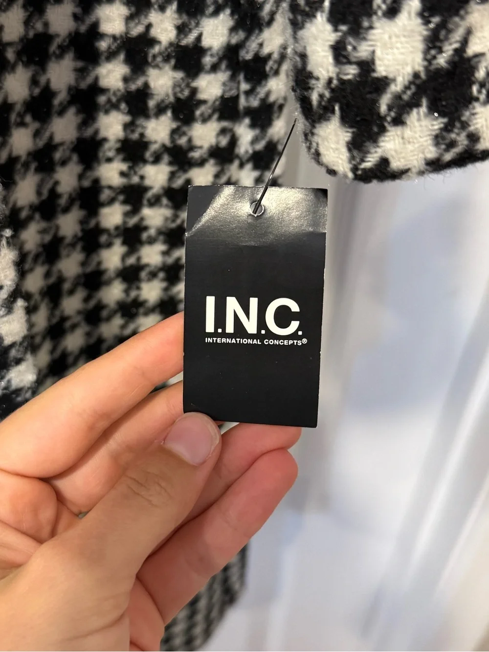 INC (International Concepts) Black and White Houndstooth Trench Coat - BRAND NEW